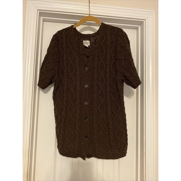 Chico's Tops - Womens Chico's Short‎ sleeve Cardigan Brown size 2  As is